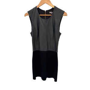 Helmut Lang Gala Combo Dress Womens Large Black Lamb Leather Exposed Zipper FLAW